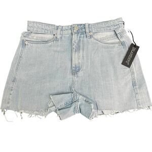 BLANK NYC Jean Shorts Women’s 26 Blue Light Wash High Rise Hip Cutouts NWT